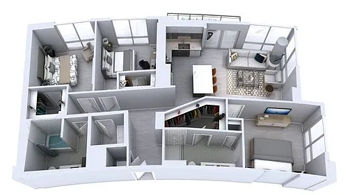 Floor plan Three Bedroom Two Bath (1,364)