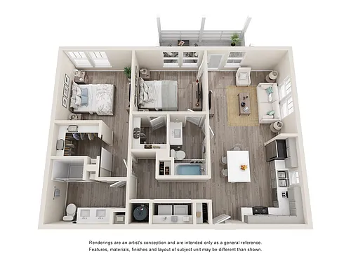 Floor plan 2 Bed Oak