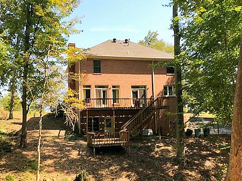 View of both decks from the creek
