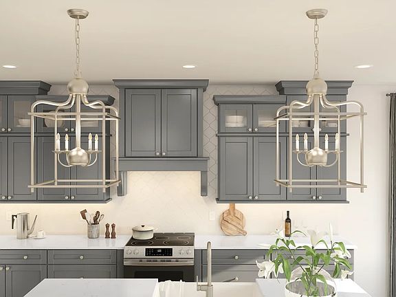 Pendant lighting over island