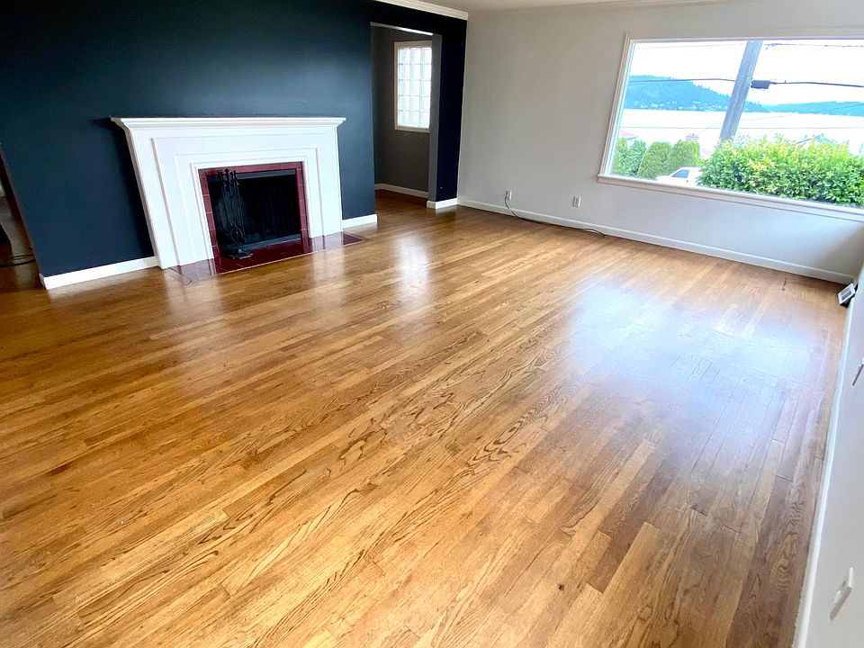 Living room with fireplace.