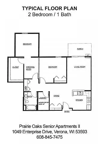 Floor plan 2 Bed/ 1 Bath - C