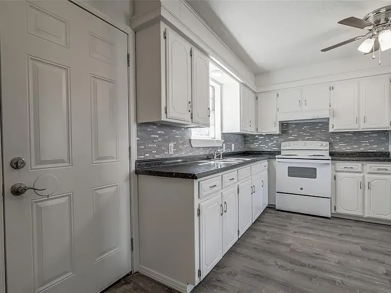 Kitchen showing back door