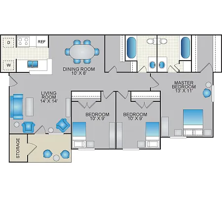 Floor plan Three Bedroom Apartment
