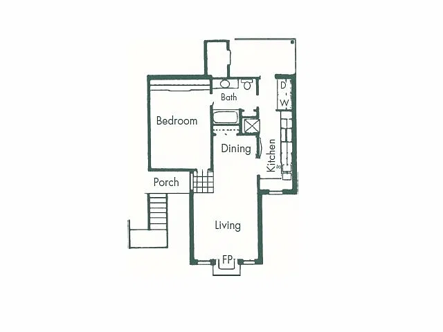 Floor plan Upgraded One Bed One and Half Bath Townhome