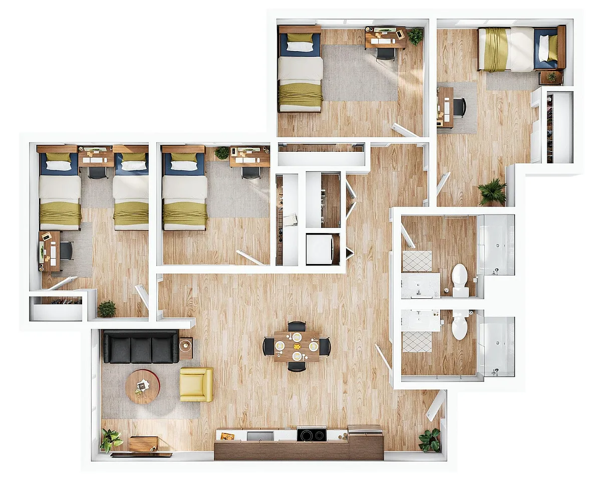Floor plan 4BR/2BA - A