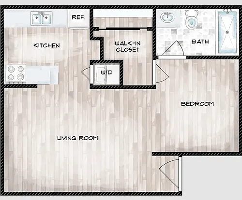 Floor plan E1 - 1X1