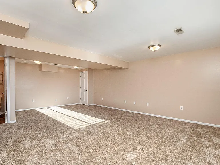 Basement multi-purpose room with bathroom