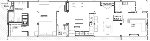 Floor plan 1 BR, 1.5BA+Den