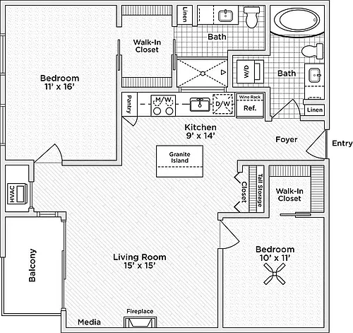 Floor plan 2 Bedroom - C1