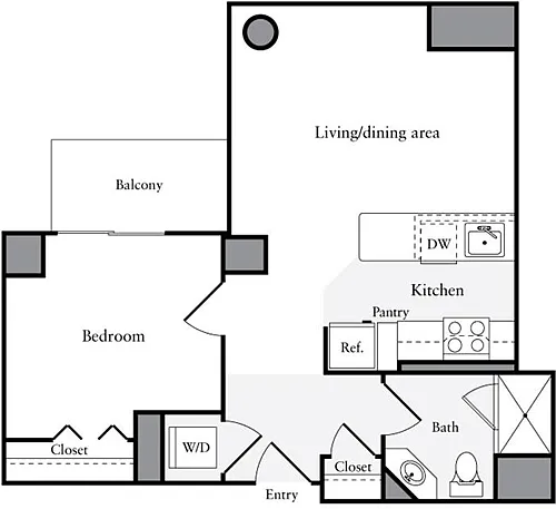 Floor plan 1 Bedroom A