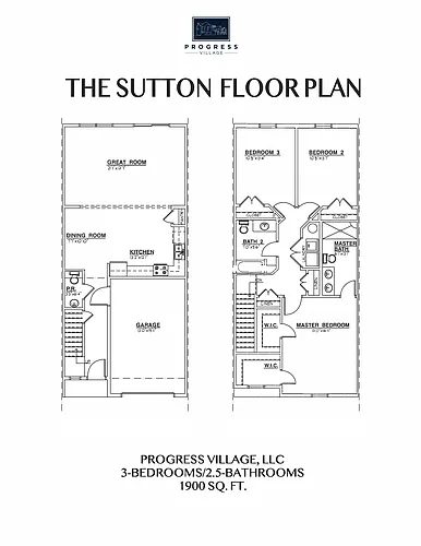 Floor plan The Sutton 2-Level Townhome