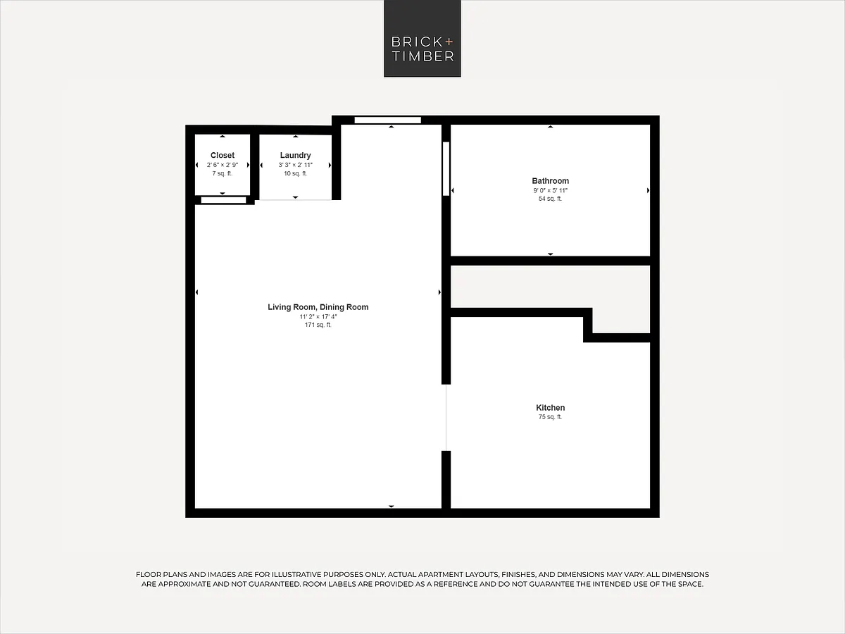 Floor plan Studio 1 Bath