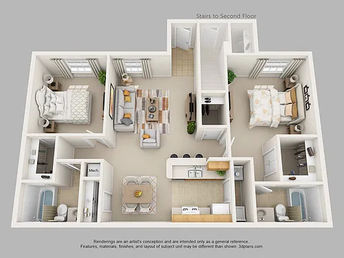 Floor plan Two Bedroom Two Bath