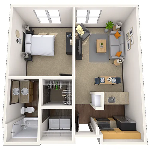 Floor plan Traditional 1x1 530-761 SF