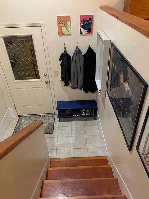 looking down to entry