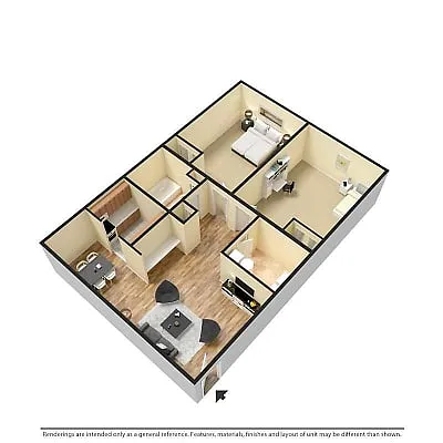 Floor plan 2 BED 4 Plex WD Hookups