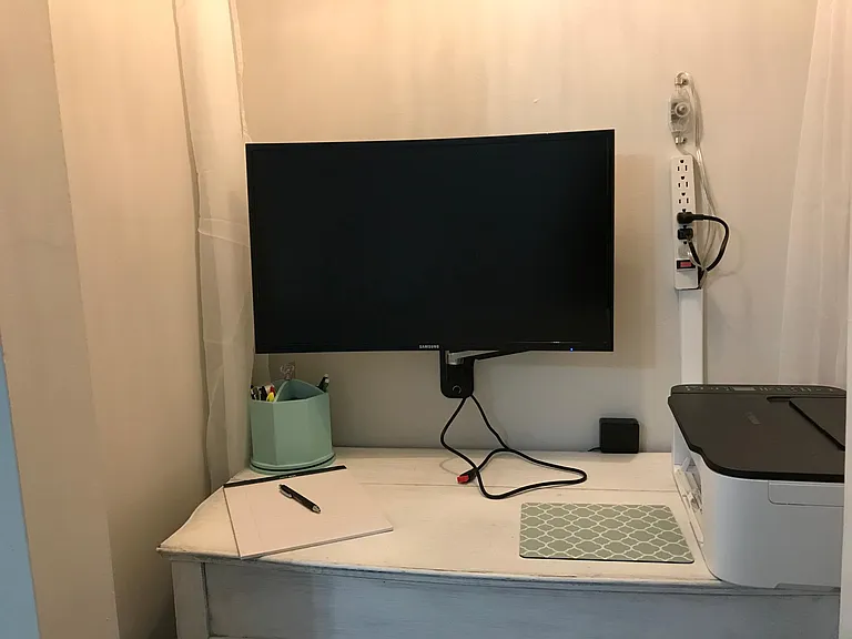 Master Bedroom Office Space with Monitor and Printer