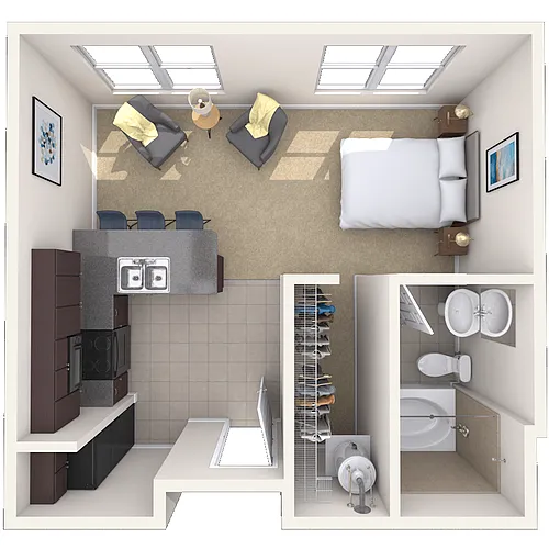 Floor plan Studio 0x1 438 SF