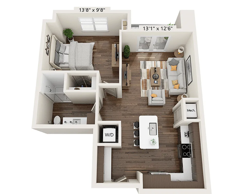 Floor plan One Bedroom A1M-III