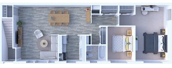 Floor plan 2 BD 1 BTH