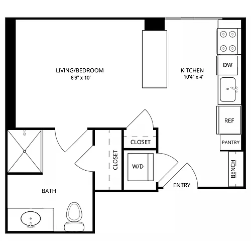 Floor plan Studio, 1 Bath 336 SF 00