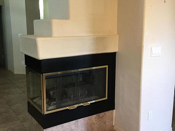 Three sided fireplace