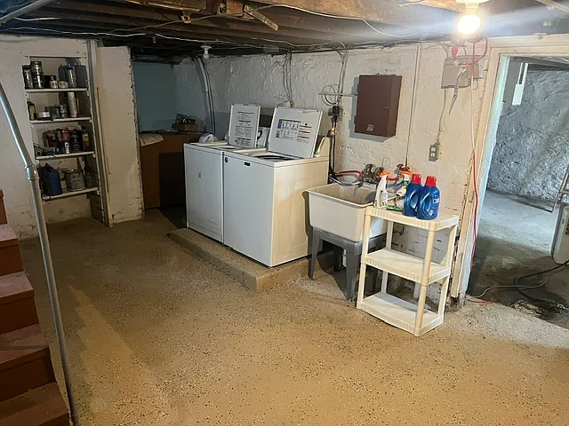 Basement laundry-shared space with upstairs tenant.