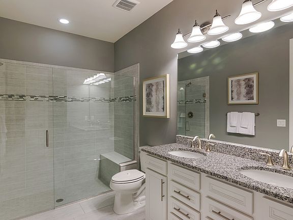 Model Representation Owner s bathroom with dual sinks and granite countertop