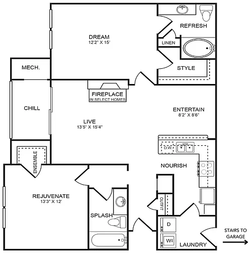 Floor plan 2 Bedroom, 2 Bathroom, Garage 1,084 SF 22AG