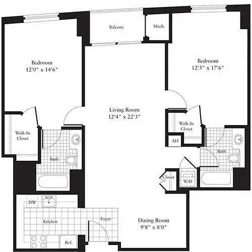 Floor plan 2 Bedrooms H