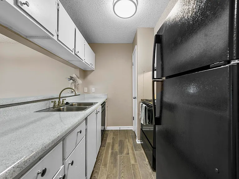 Updated kitchen with black appliances