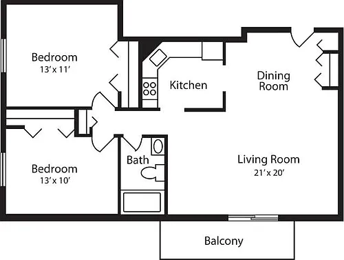 Floor plan Hummingbird 2 Bedrooms Corner