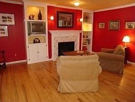 relax in the cozy family room in front of the gas fireplace