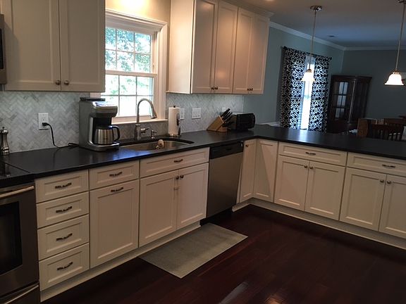 granite + marble backsplash