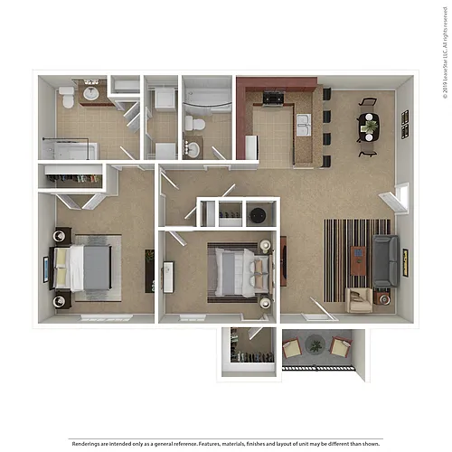 Floor plan Two Bedroom Two Bath