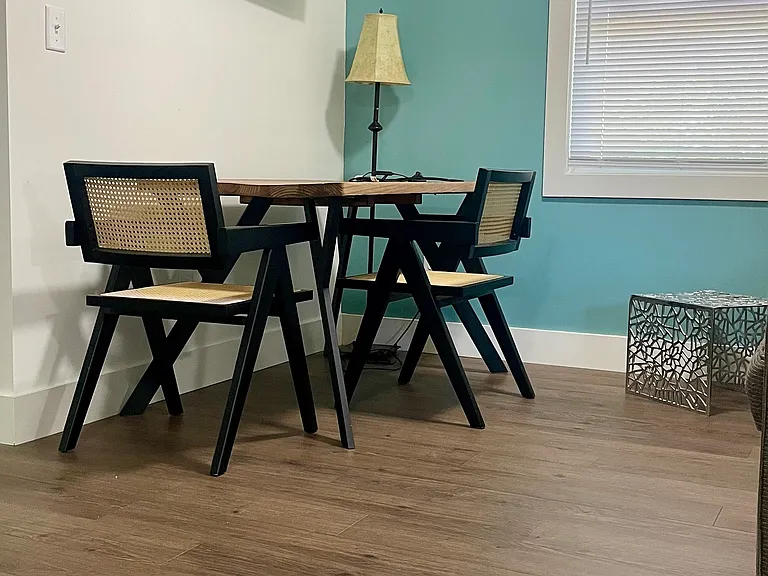 Kitchen table is in the living area.