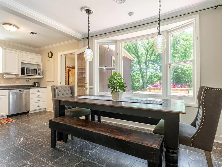 Open concept dining and kitchen.