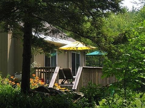 View of the wrap-around deck in summer