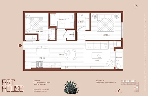 Floor plan Junior 2 Bedroom D1