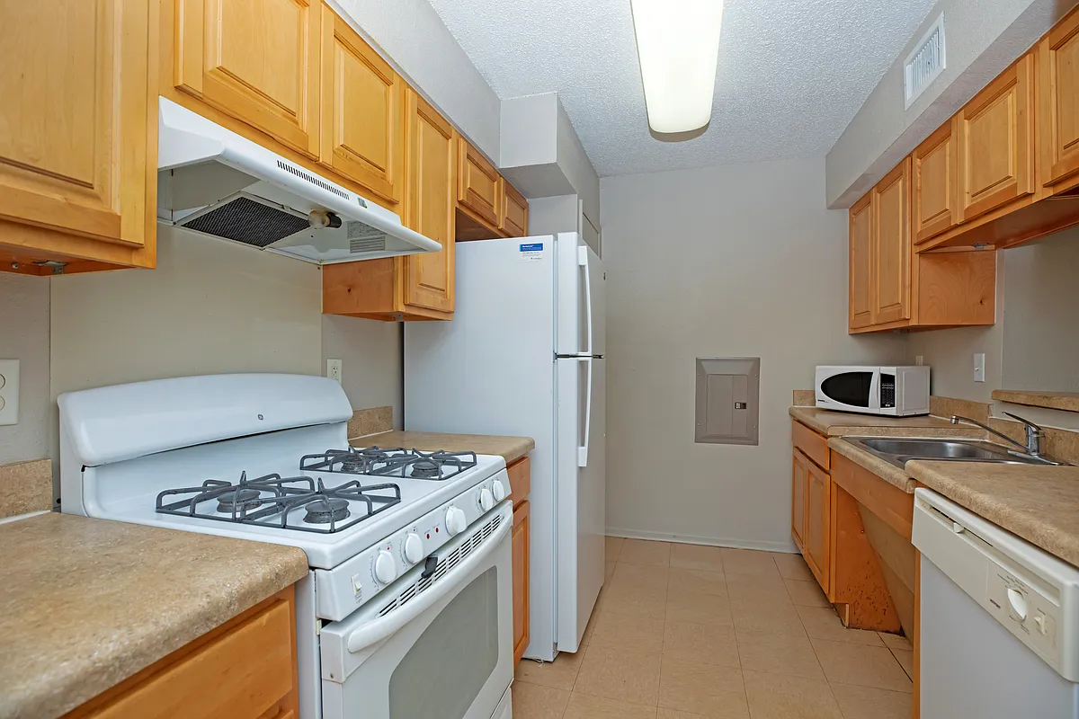 Photo 1 of 19 - River Trails Apartments - San Antonio, TX 1-bedroom, 1 bathroom unit kitchen - River Trails Apartments
