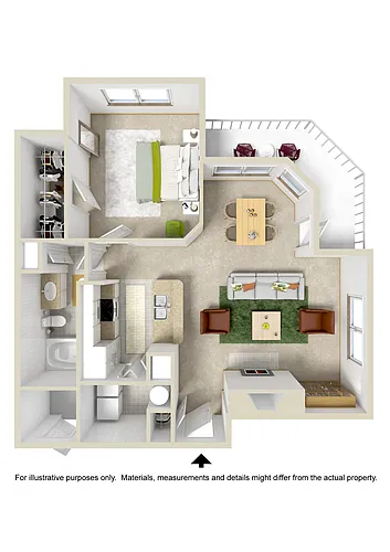Floor plan Medium 1 Bed 1 Bath