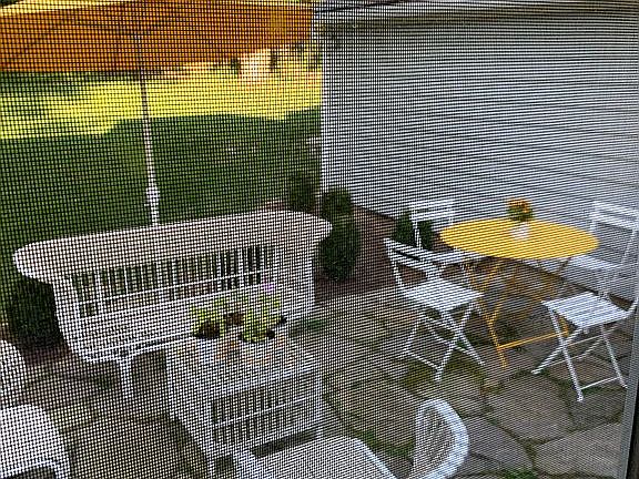 stone patio with firepit