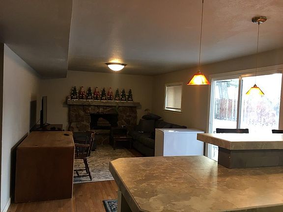 Family room and fireplace.