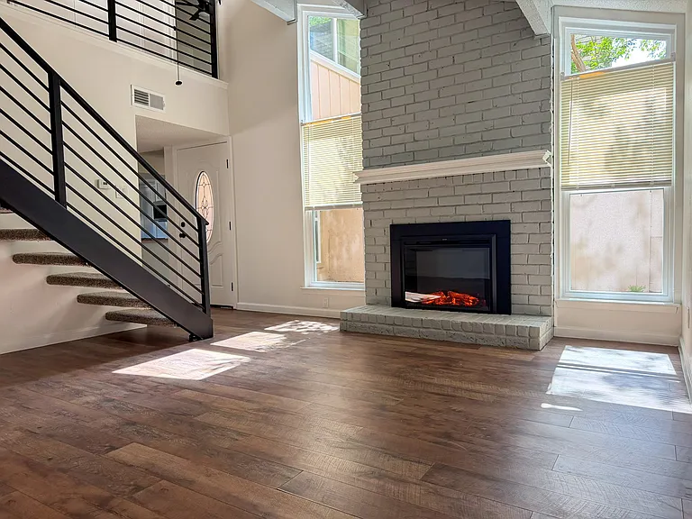Living room with electric fireplace