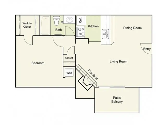 Floor plan Type A : 1 Bed 1 Bath