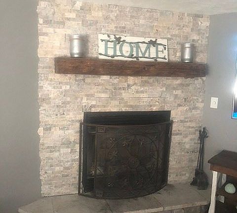 Wood Fireplace living room