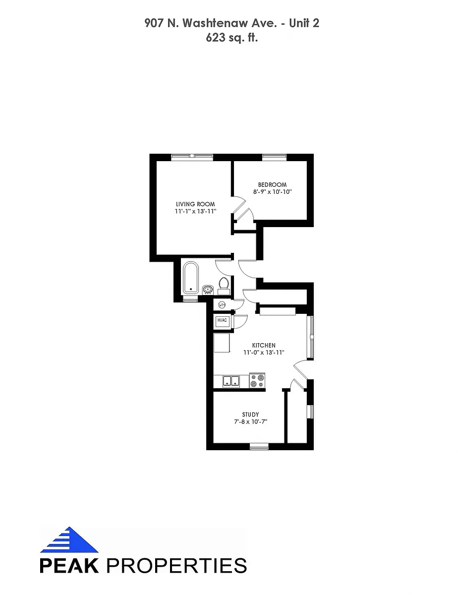 Floor plan 1 Bedroom - 1 Bathroom Plus
