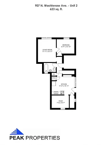 Floor plan 1 Bedroom - 1 Bathroom Plus