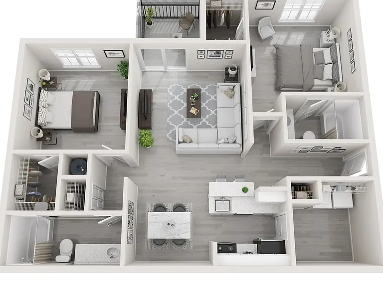 Floorplan for Santa Maria, two bed two bath.